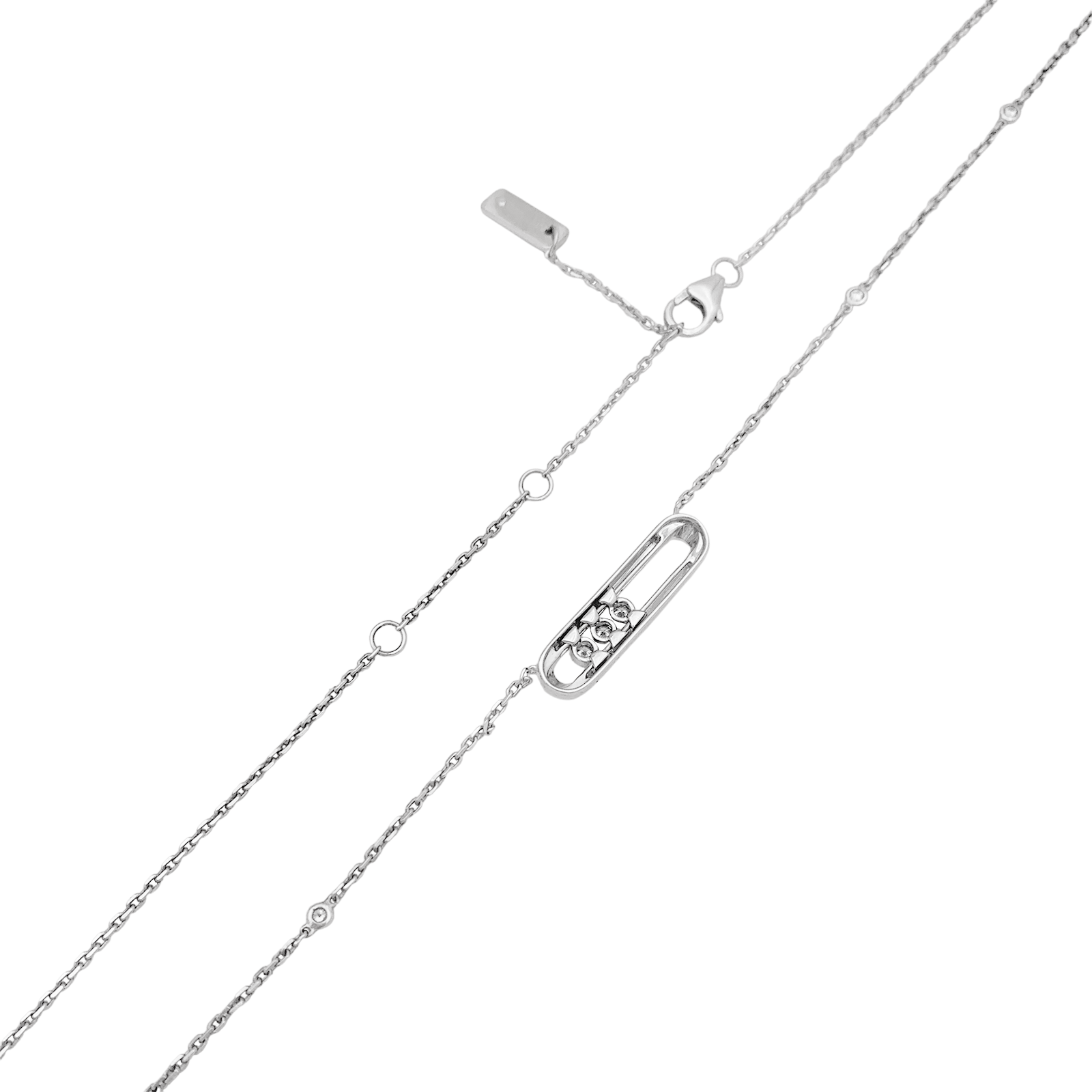 Collier-Sautoir Messika, "Baby Move", or blanc, diamants. 4
