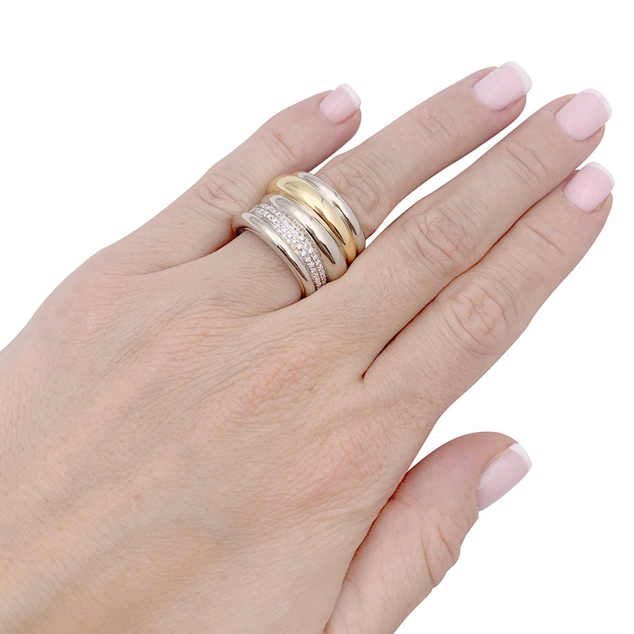 Bague Pomellato, "Tubolare", deux ors et diamants. 4