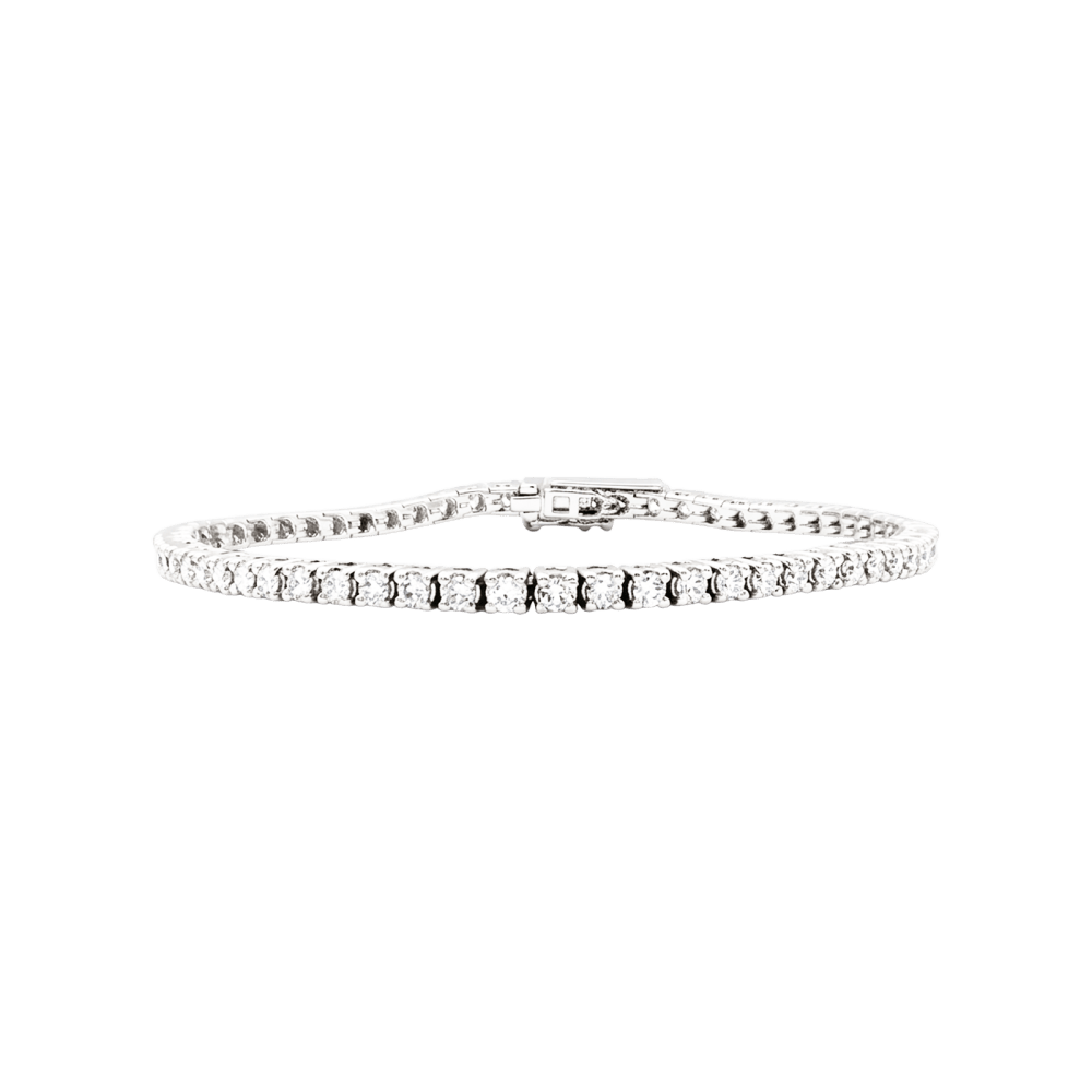 Bracelet ligne, or blanc et diamants.  1