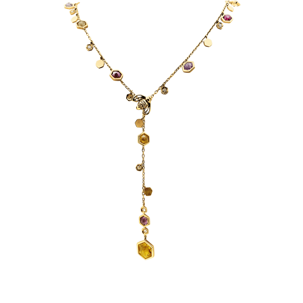 Collier Piaget, "Magic Garden Limelight", or jaune, diamants, pierres de couleur.  1