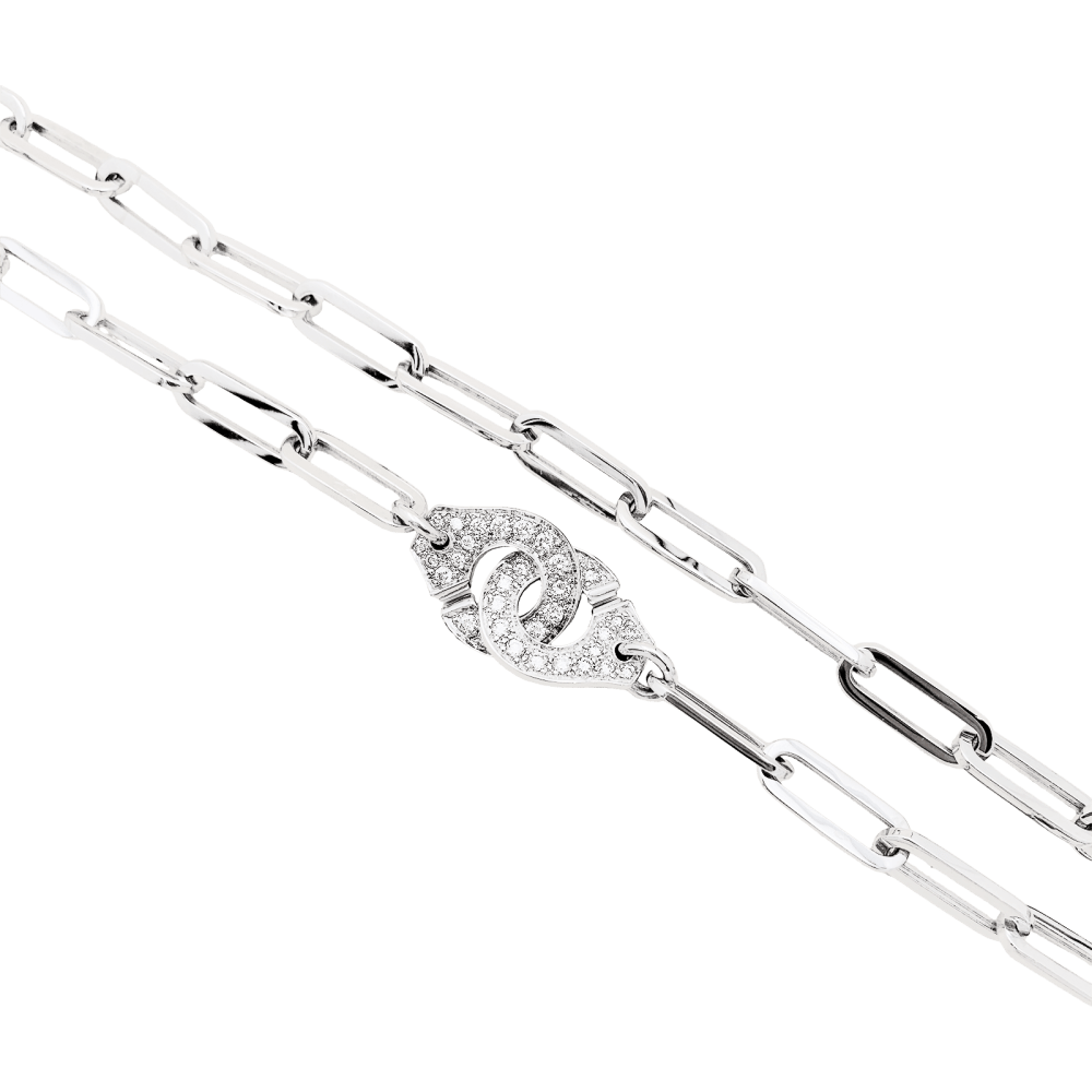 Collier Dinh Van, "Menottes", or blanc et diamants.  3
