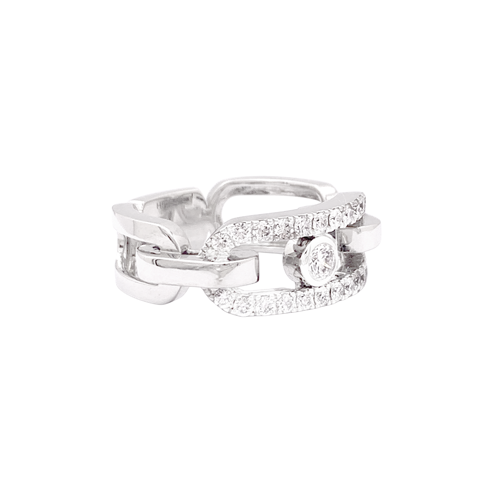 Bague Messika, "Move Link", or blanc, diamants. 2
