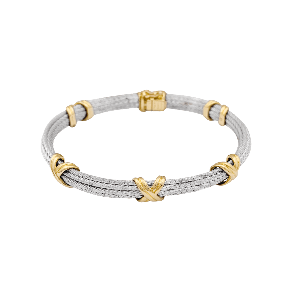 Bracelet FRED vintage, "Force 10", or jaune, acier.  2