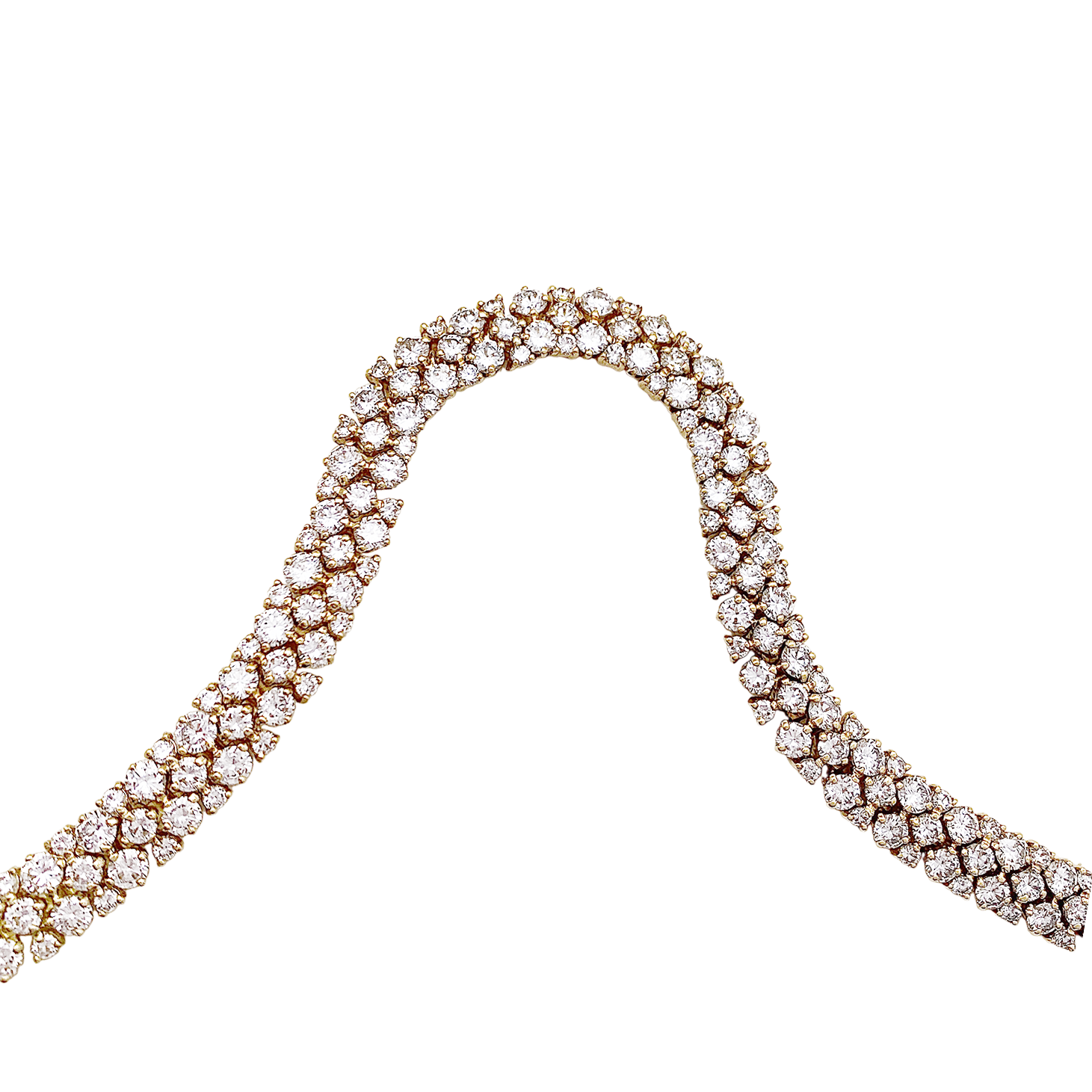 Collier "Rivière" or jaune, diamants. 6