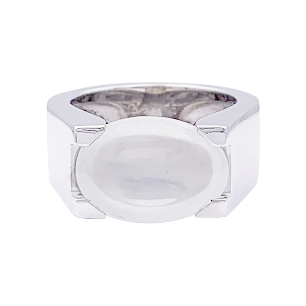 Bague Cartier, "Tankissime" or blanc, pierre de lune. 7