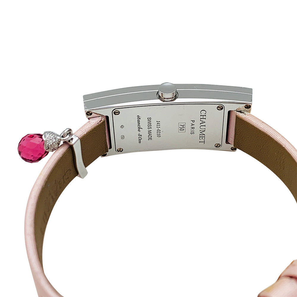 Montre Chaumet Frisson en or blanc, diamants et nacre rose 1