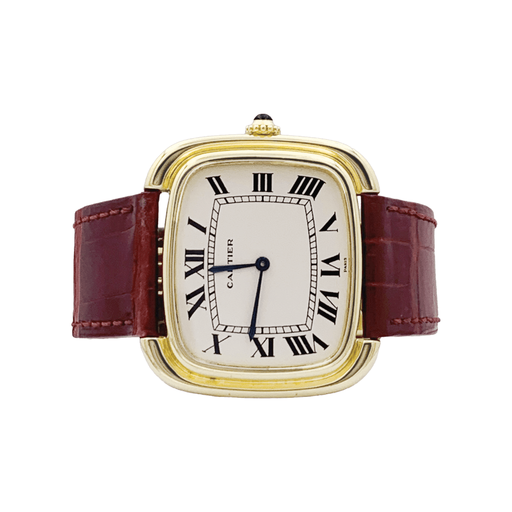Montre Cartier, « Square » en or jaune et cuir. 2