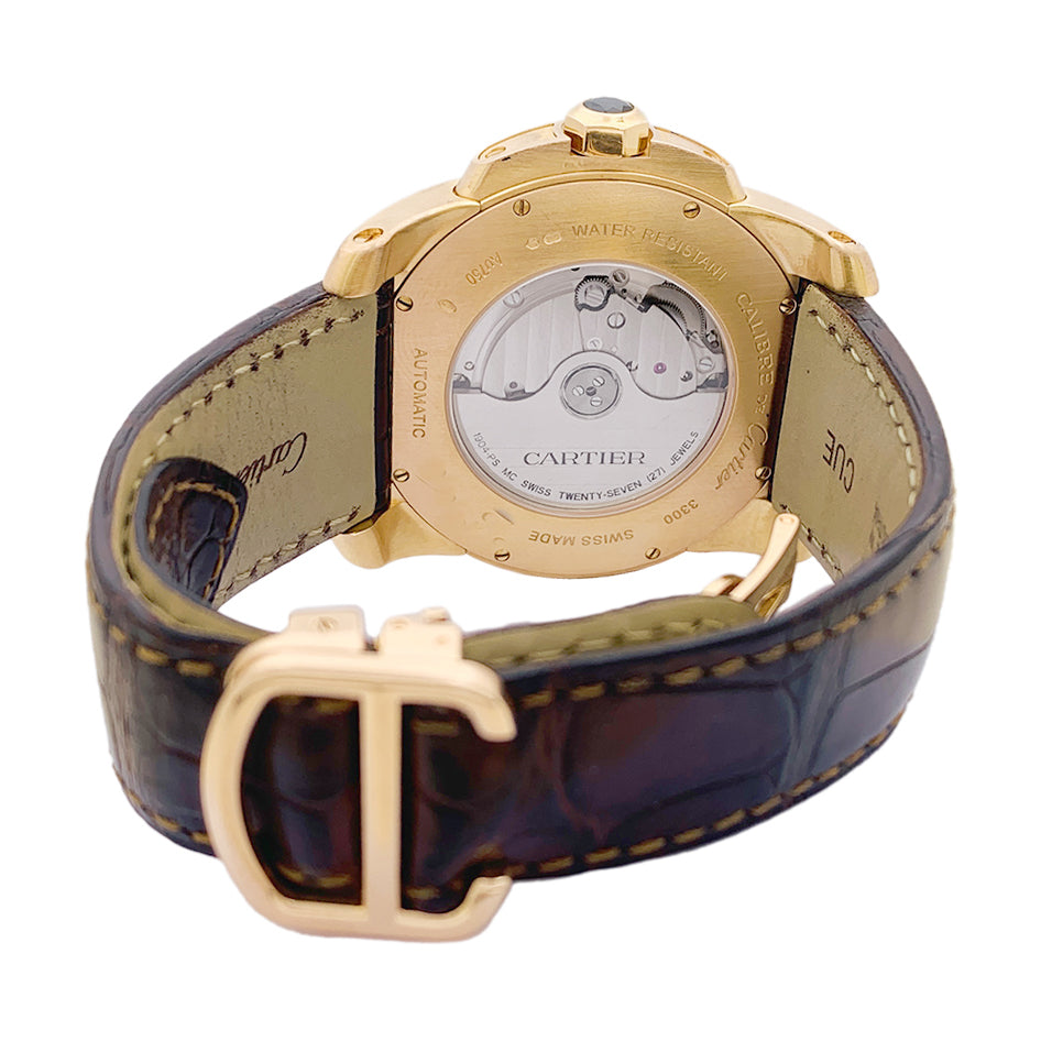 Montre Cartier, "Calibre de Cartier", or rose, cuir. 4