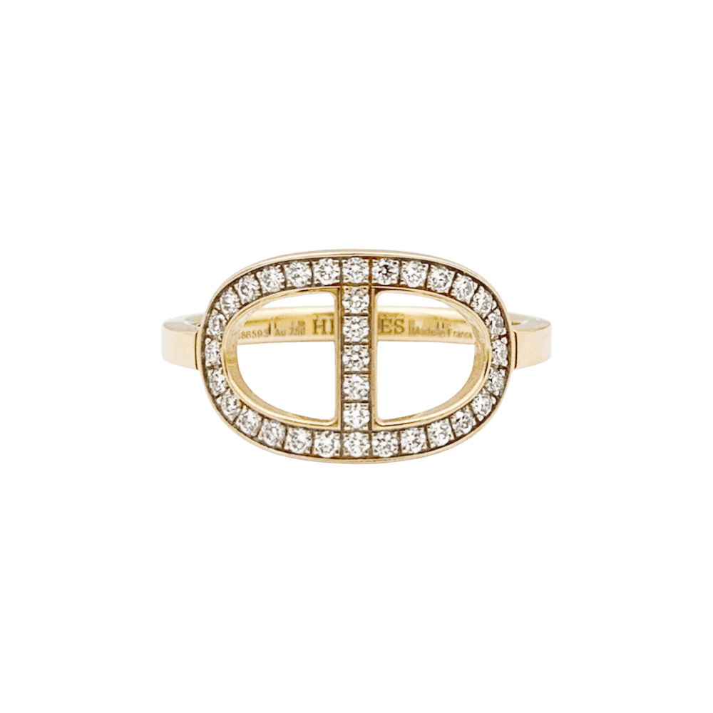 Bague Hermès, "Chaîne d'ancre contour", or rose, diamants. 1