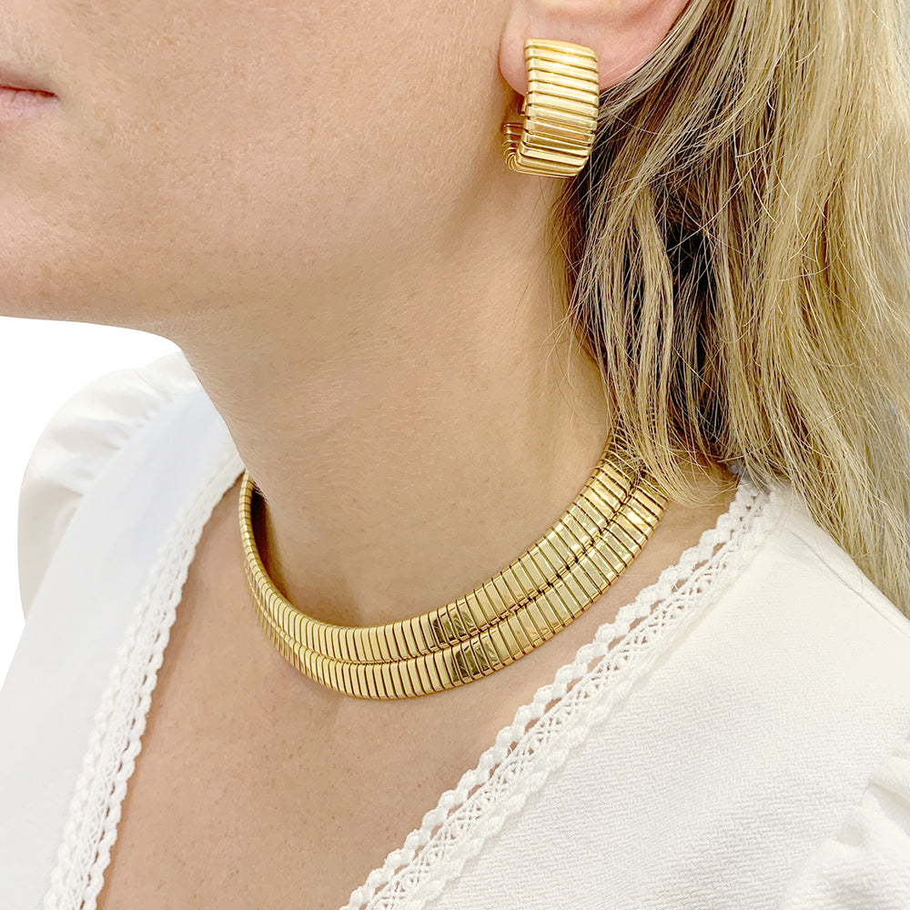 Boucles d'oreilles Bulgari, "Tubogas", or jaune. 2