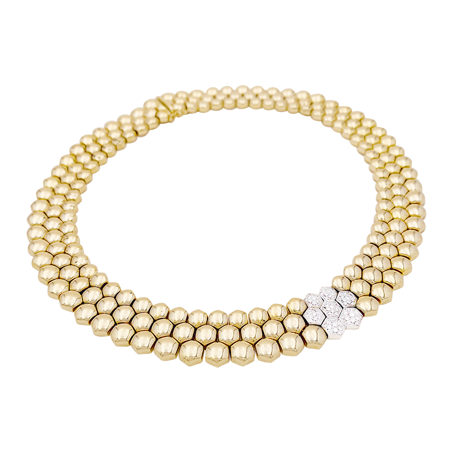 Collier Piaget "Glancy" or jaune, diamants. 6