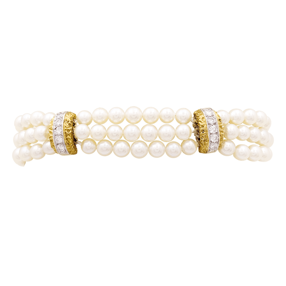 Bracelet Van Cleef & Arpels, deux ors, diamants, perles. 2