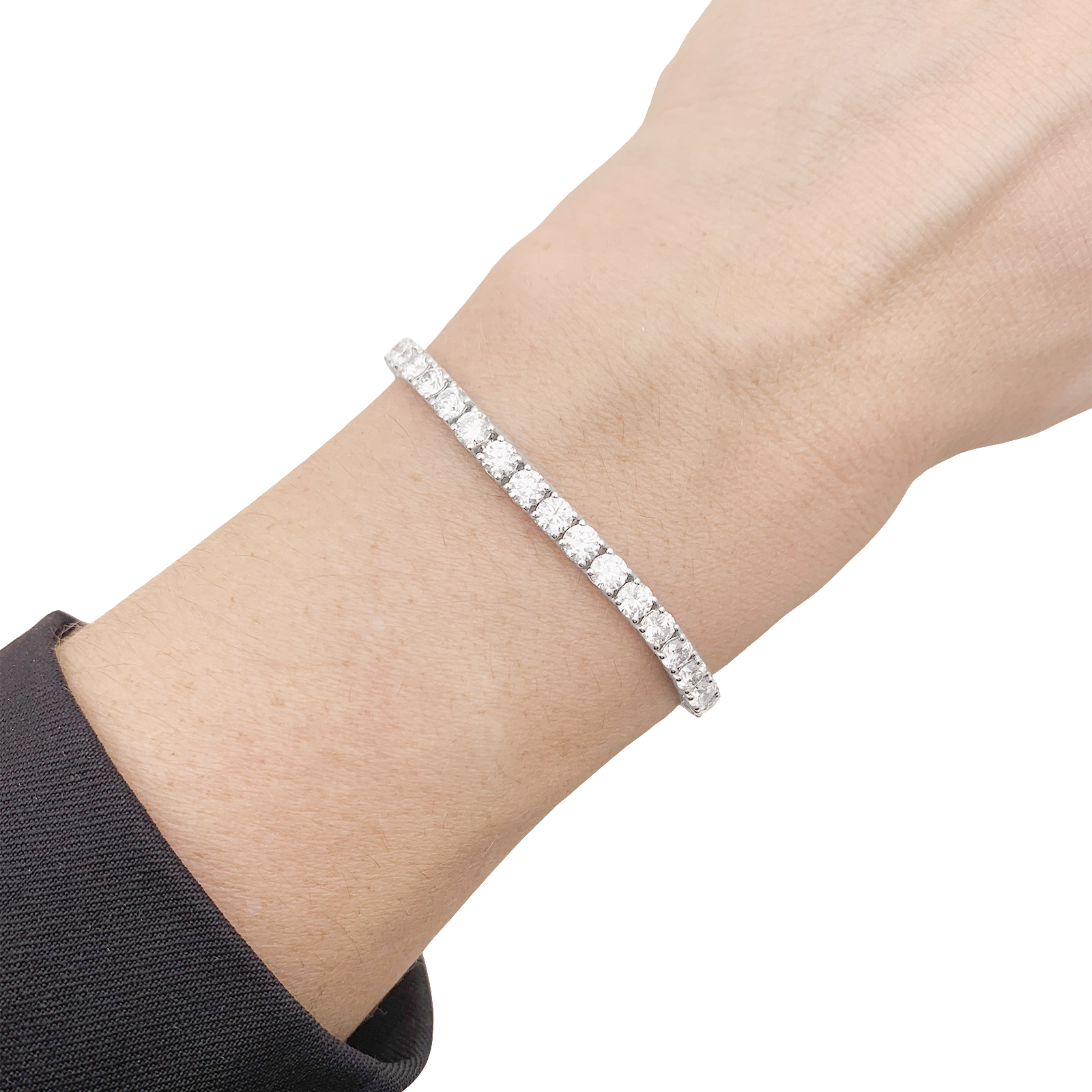 Bracelet ligne or blanc et diamants. 5
