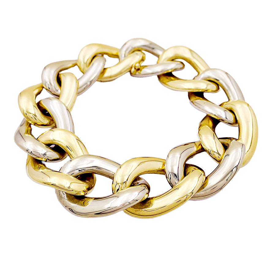 Bracelet Chaumet, gros maillons en deux tons d'or. 7