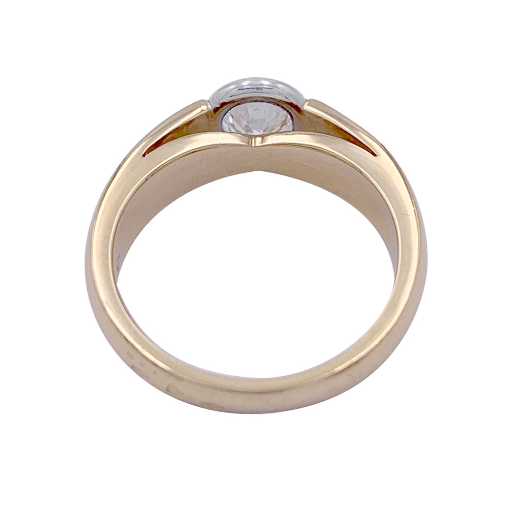 Bague solitaire or jaune, platine. 5