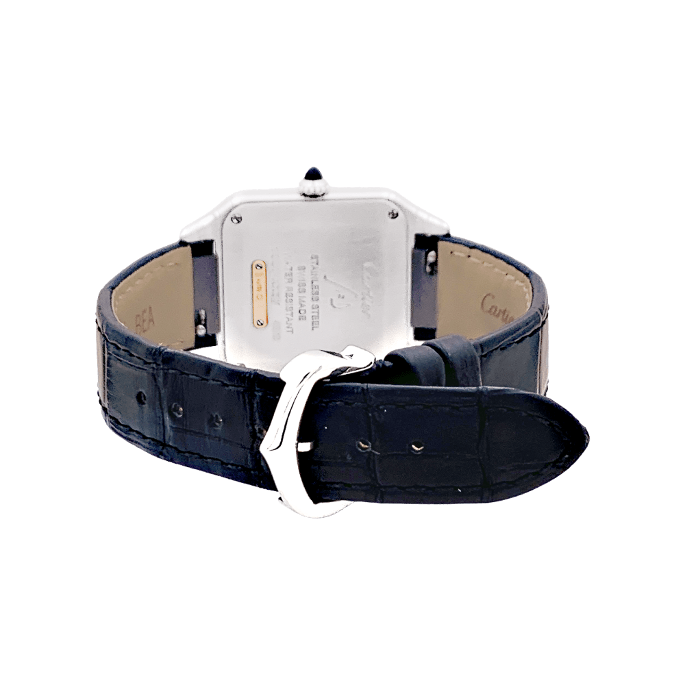 Montre Cartier, "Santos-Dumont", or, acier, cuir.  4