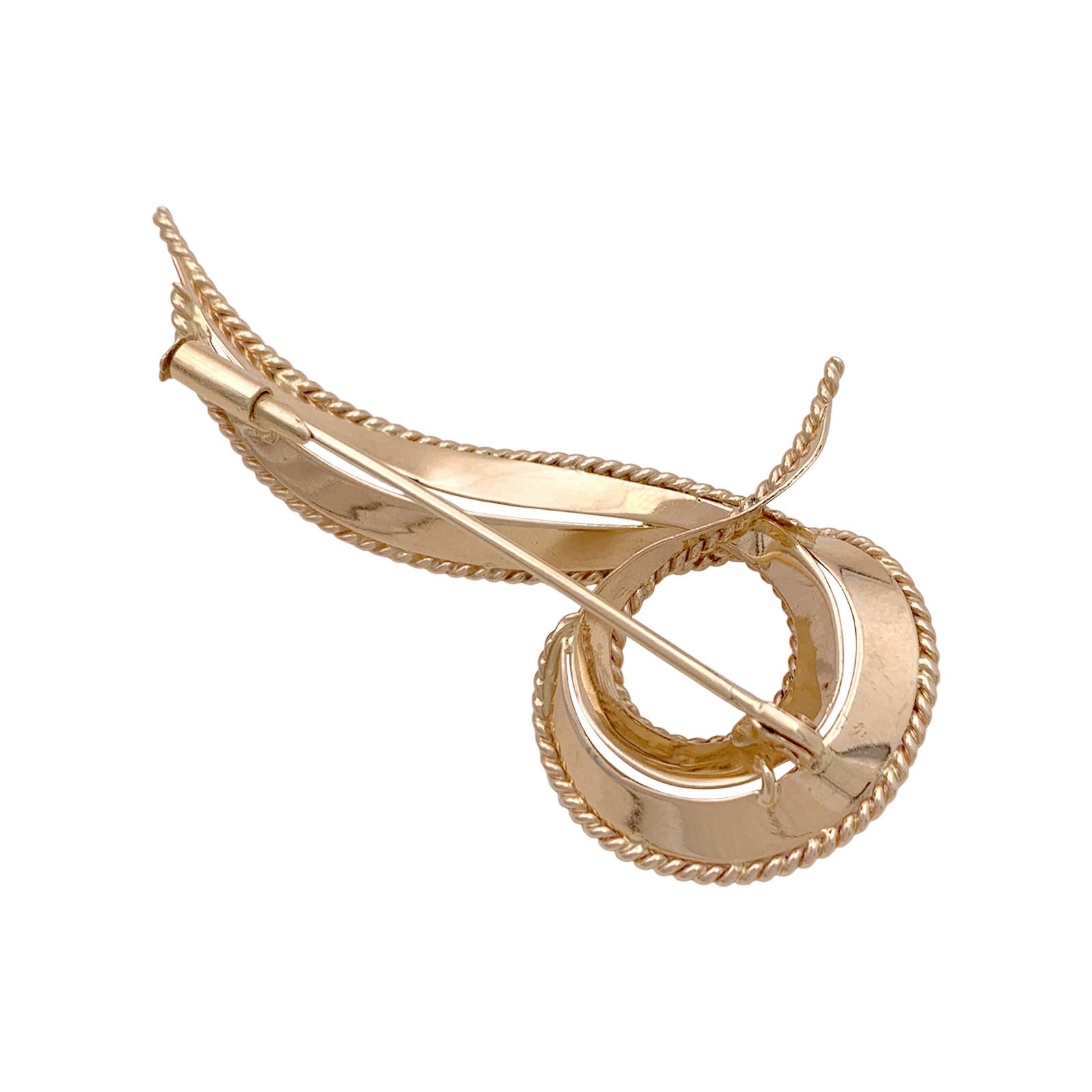 Broche vintage "Volute" or rose. 2