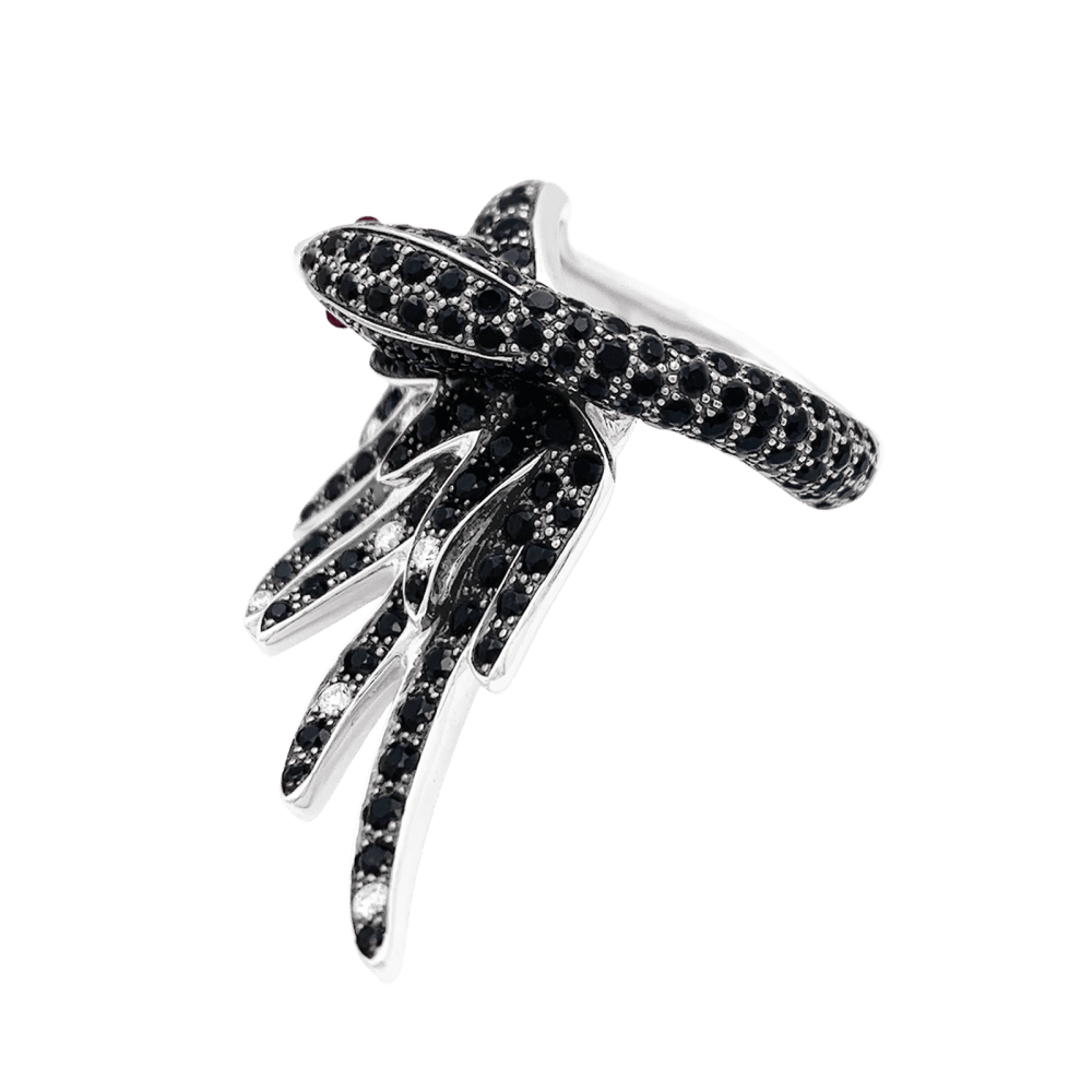 Bague Boucheron, "Animaux de Collection : "Cypris, le Cygne", or blanc, saphirs, diamants, rubis. 3