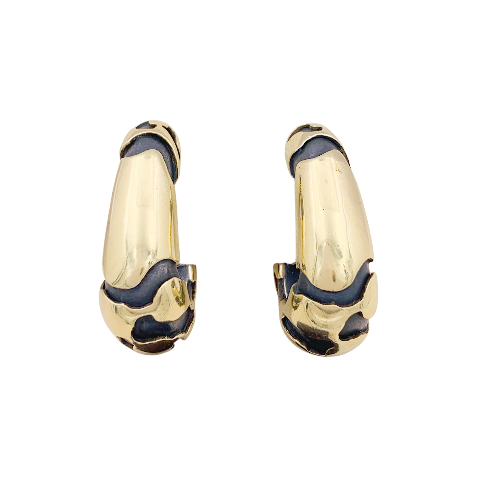 Boucles d'oreilles, bronze et or jaune. 1
