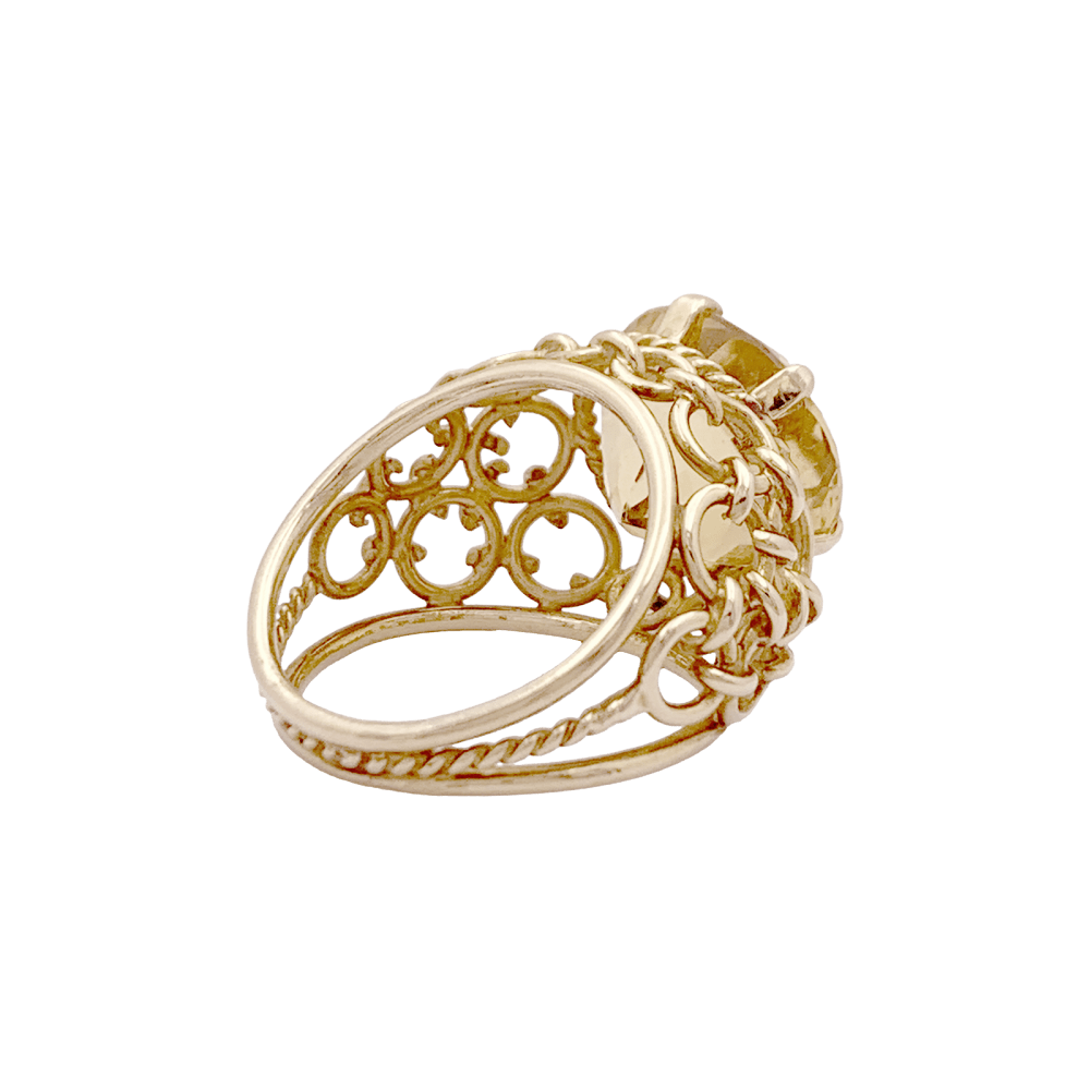 Bague vintage or jaune, citrine.  4