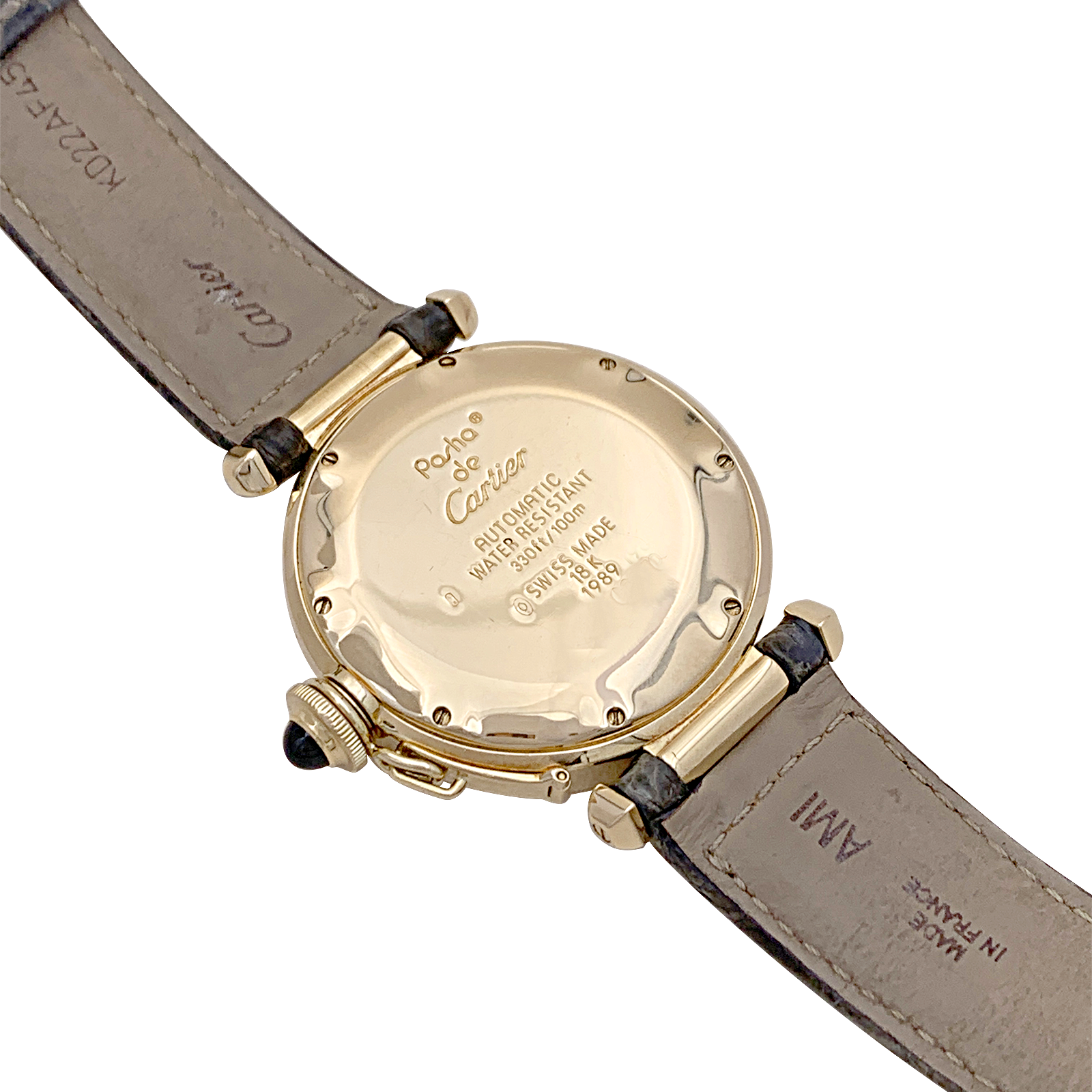 Montre Cartier "Pasha" or jaune, cuir. 4