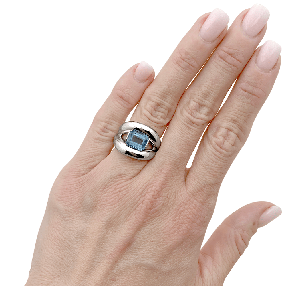 Bague Mauboussin, "Twins", or blanc, aigue-marine.  5