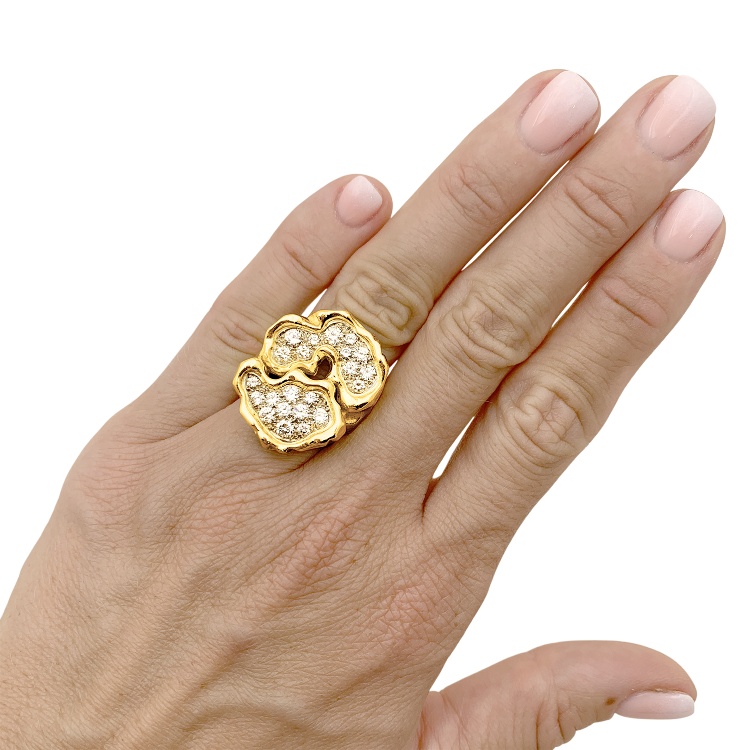 Bague vintage, or jaune, platine, diamants.  6