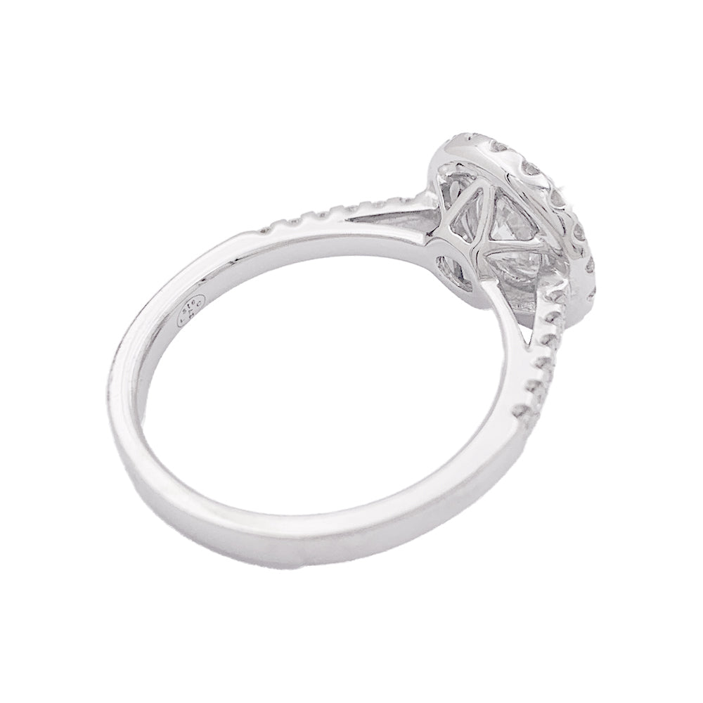 Bague diamant 1,26 ct à entourage, or blanc. 3