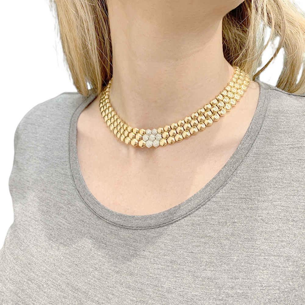 Collier Piaget "Glancy" or jaune, diamants. 4