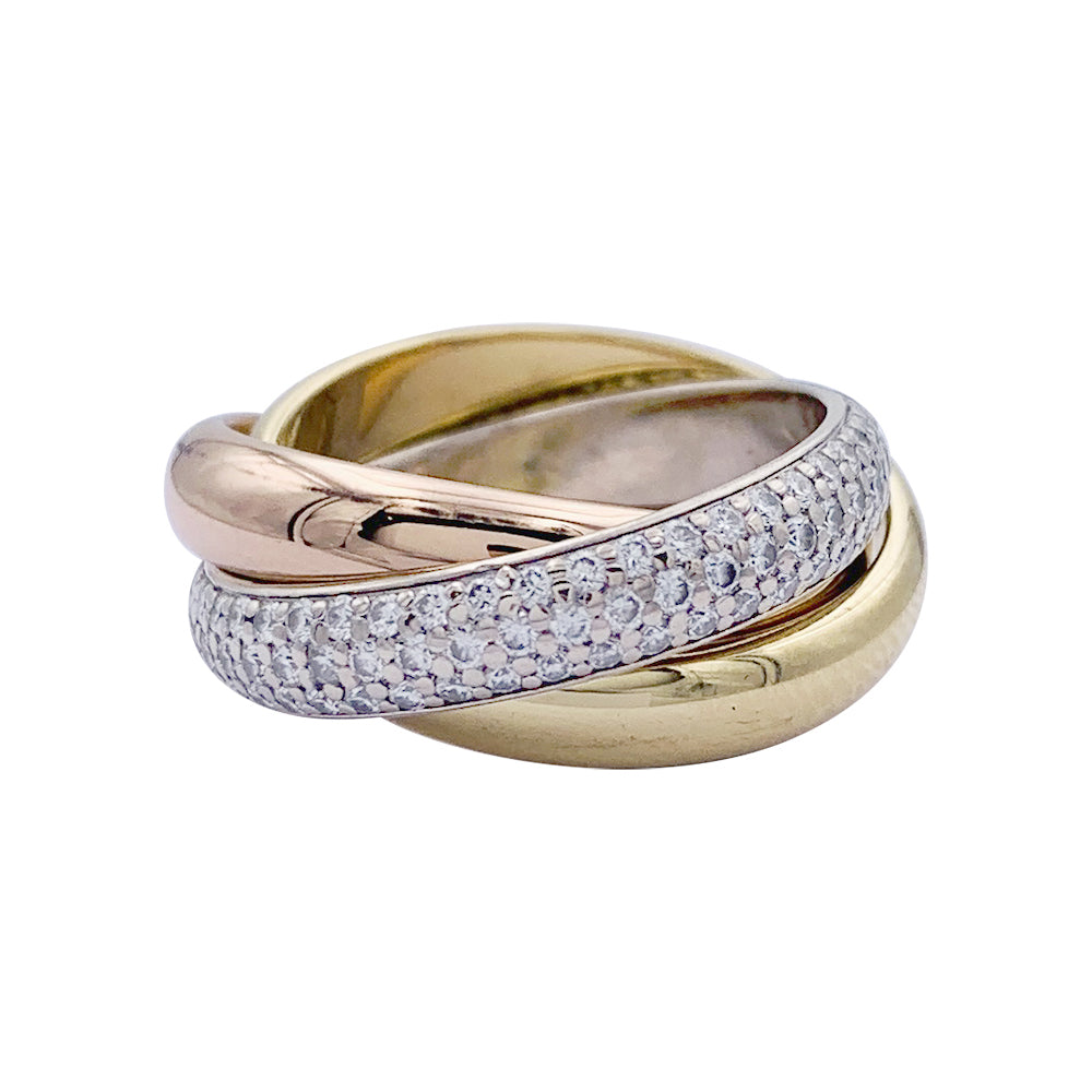 Bague Cartier, "Trinity" classique, 3 ors, diamants. 2