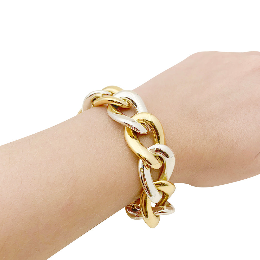 Bracelet Chaumet, gros maillons en deux tons d'or. 3