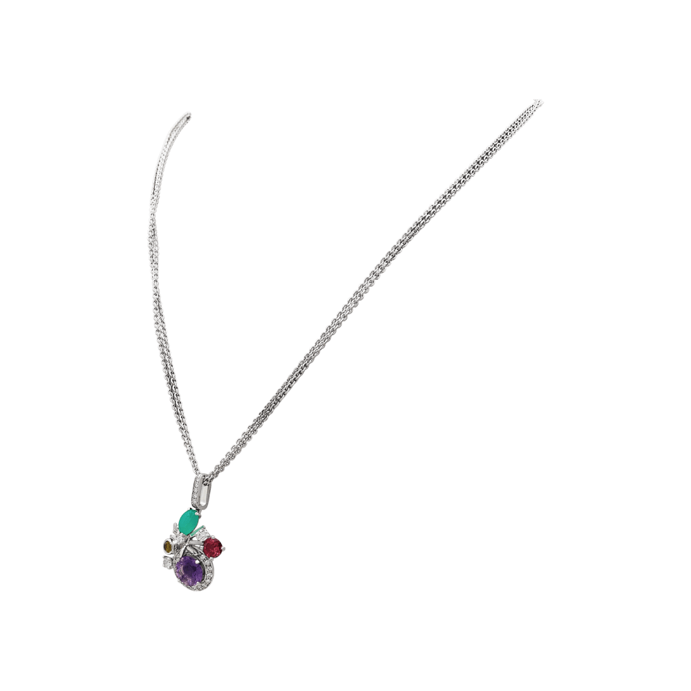 Collier Chaumet, "Attrape-moi... si tu m'aimes", or blanc, diamants, pierres de couleurs.  2