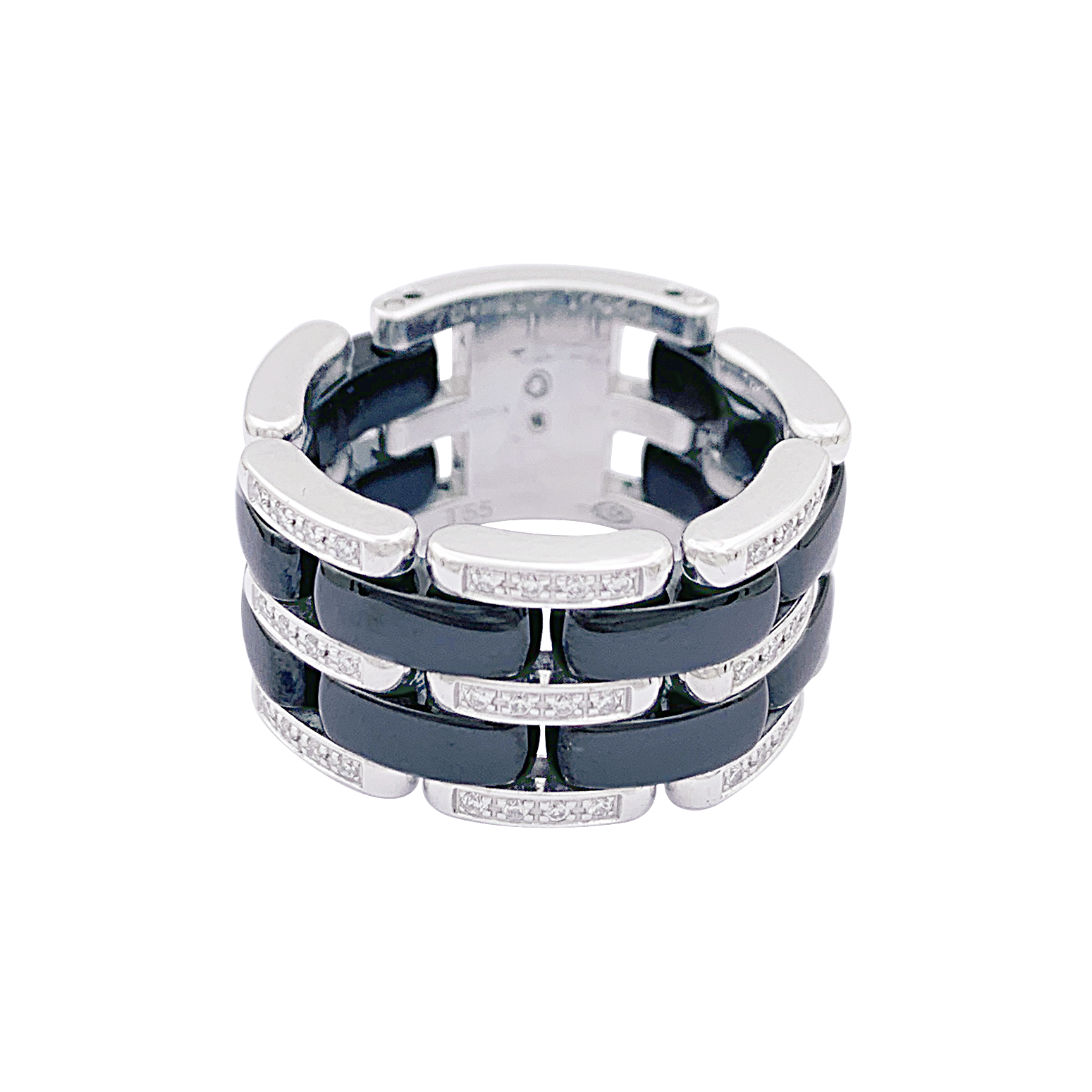 Bague Chanel,"Ultra", en or blanc, céramique noire et diamants. 3