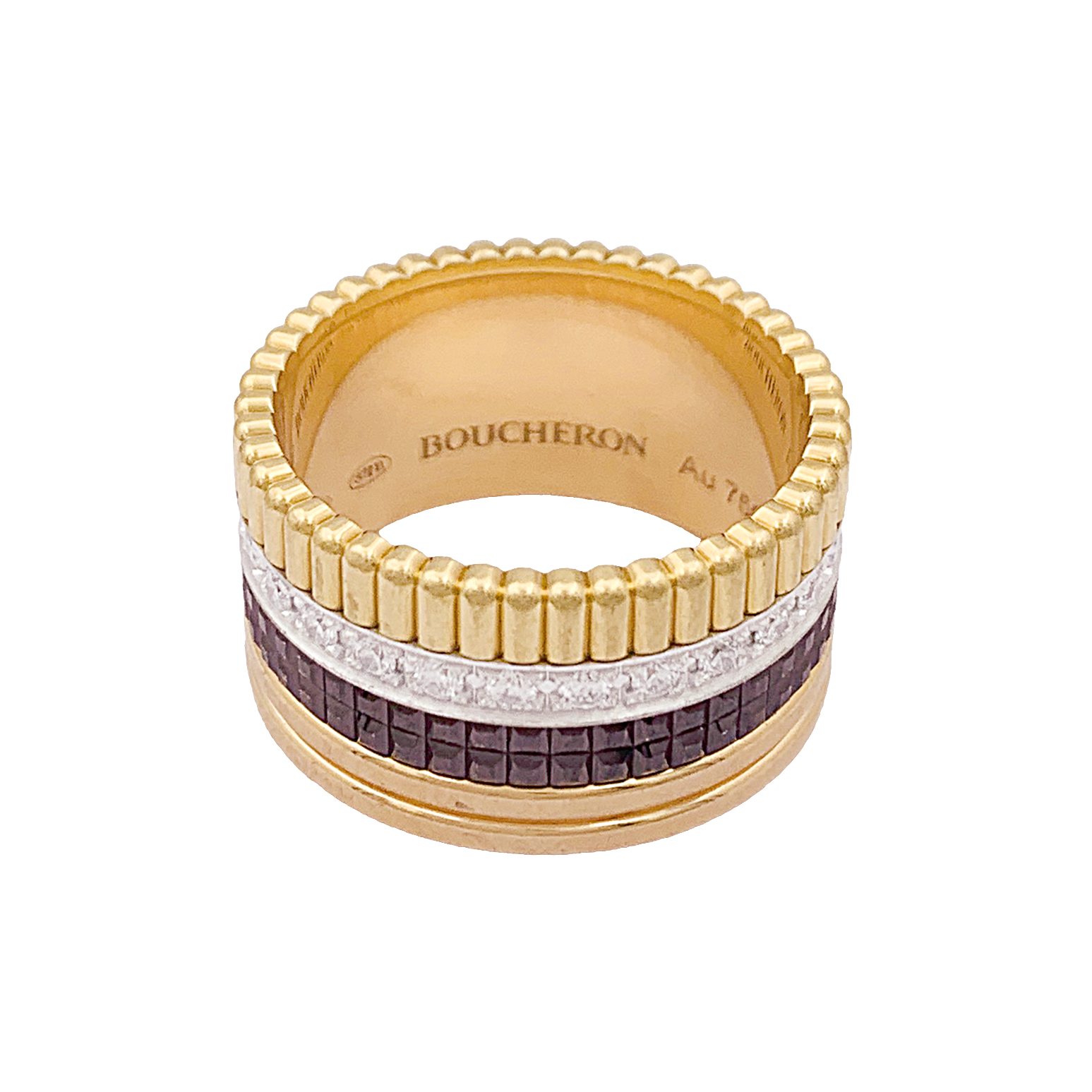 Bague Boucheron "Quatre Classique Large", trois ors et diamants 4