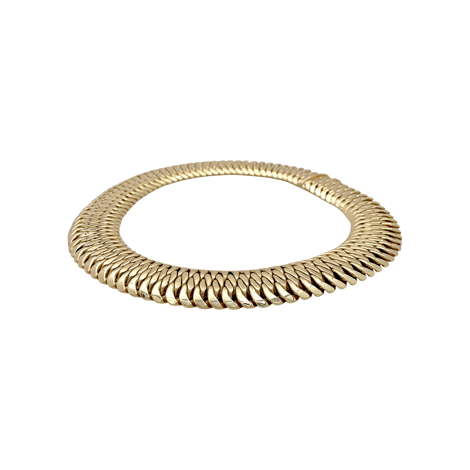 Collier en or jaune, maille américaine. 3