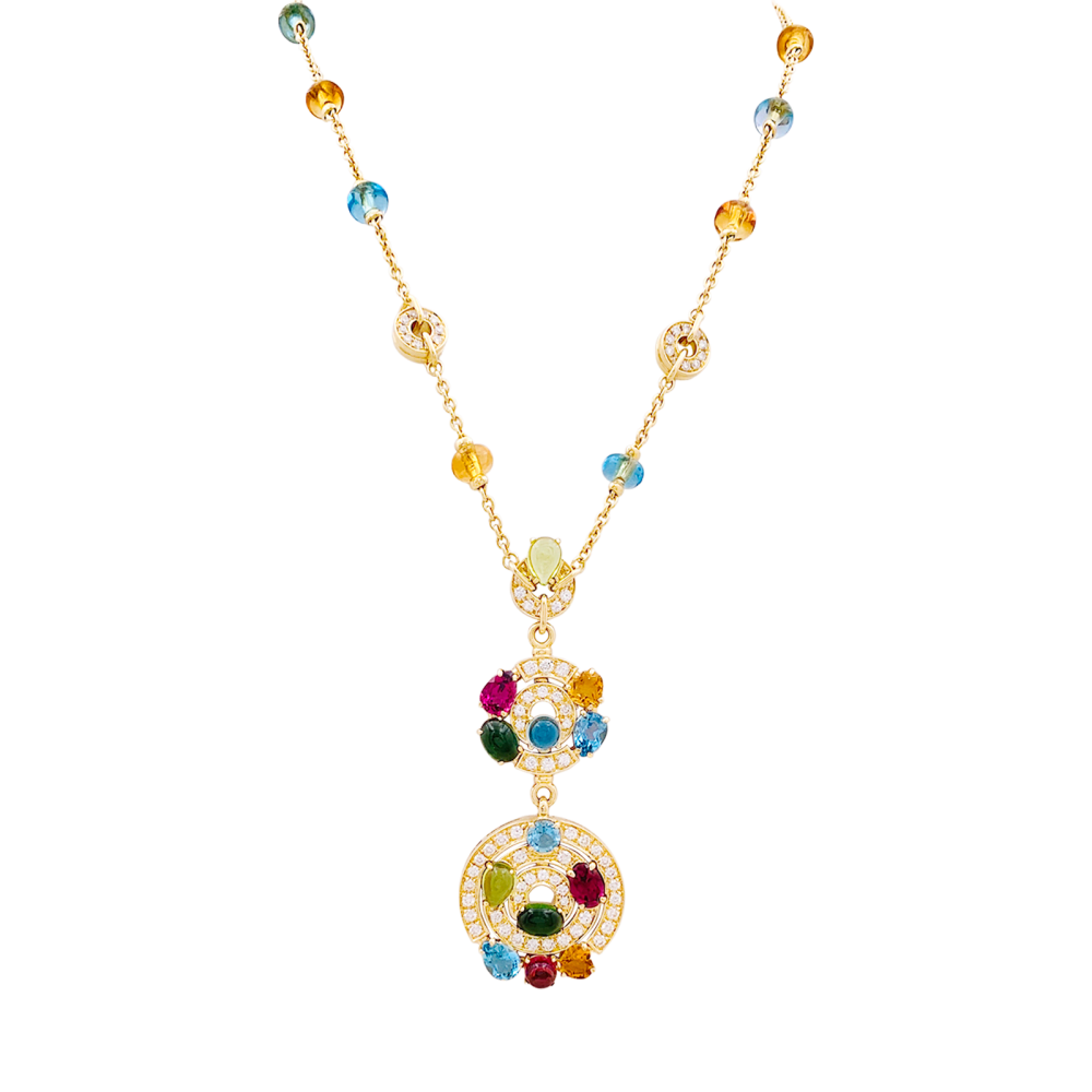 Collier BULGARI "Astrale", or jaune, diamants et pierres de couleur. 1