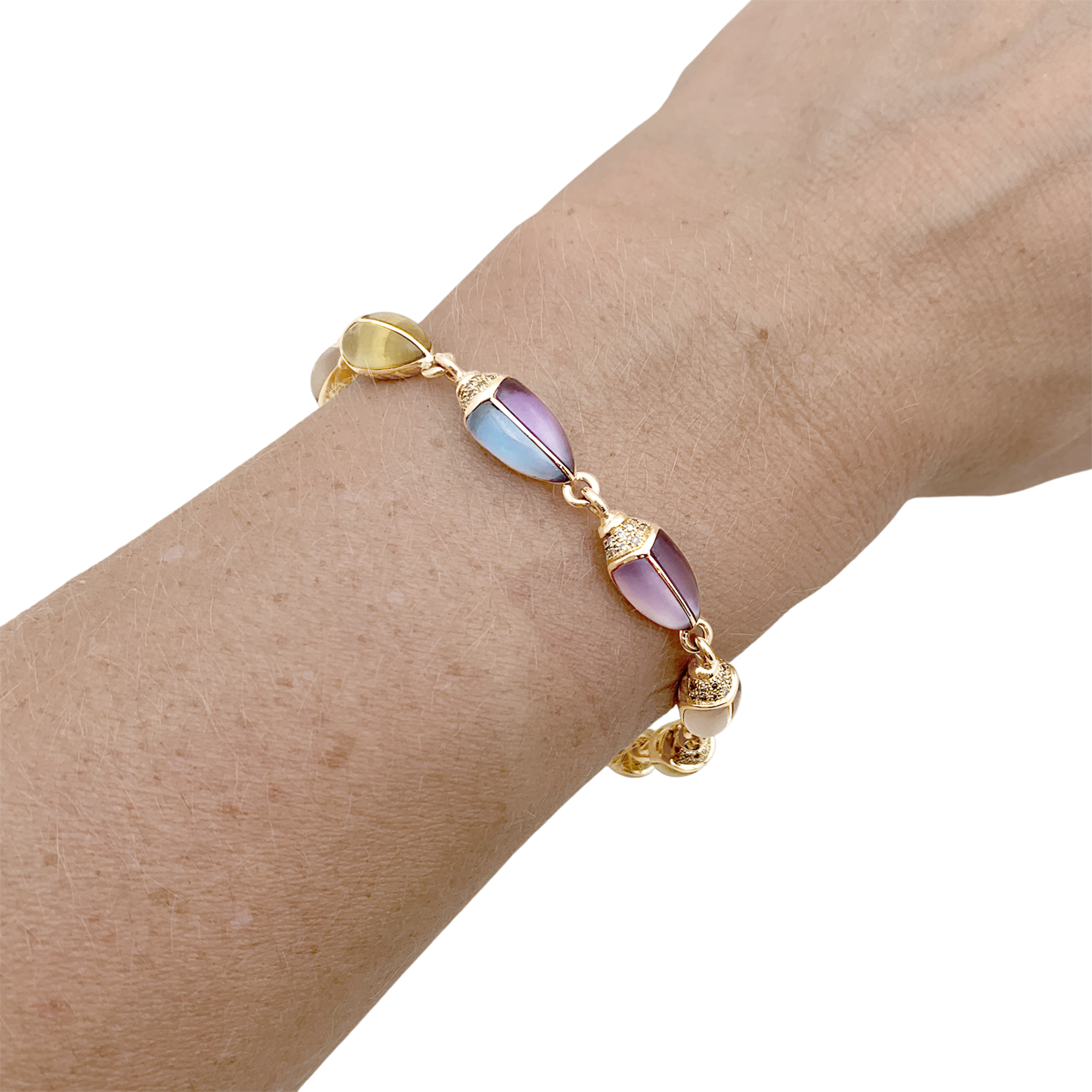 Bracelet Bibi Van Der Velden , «Mini Scarab Opal Eternity», or rose, pierres de couleurs.  5