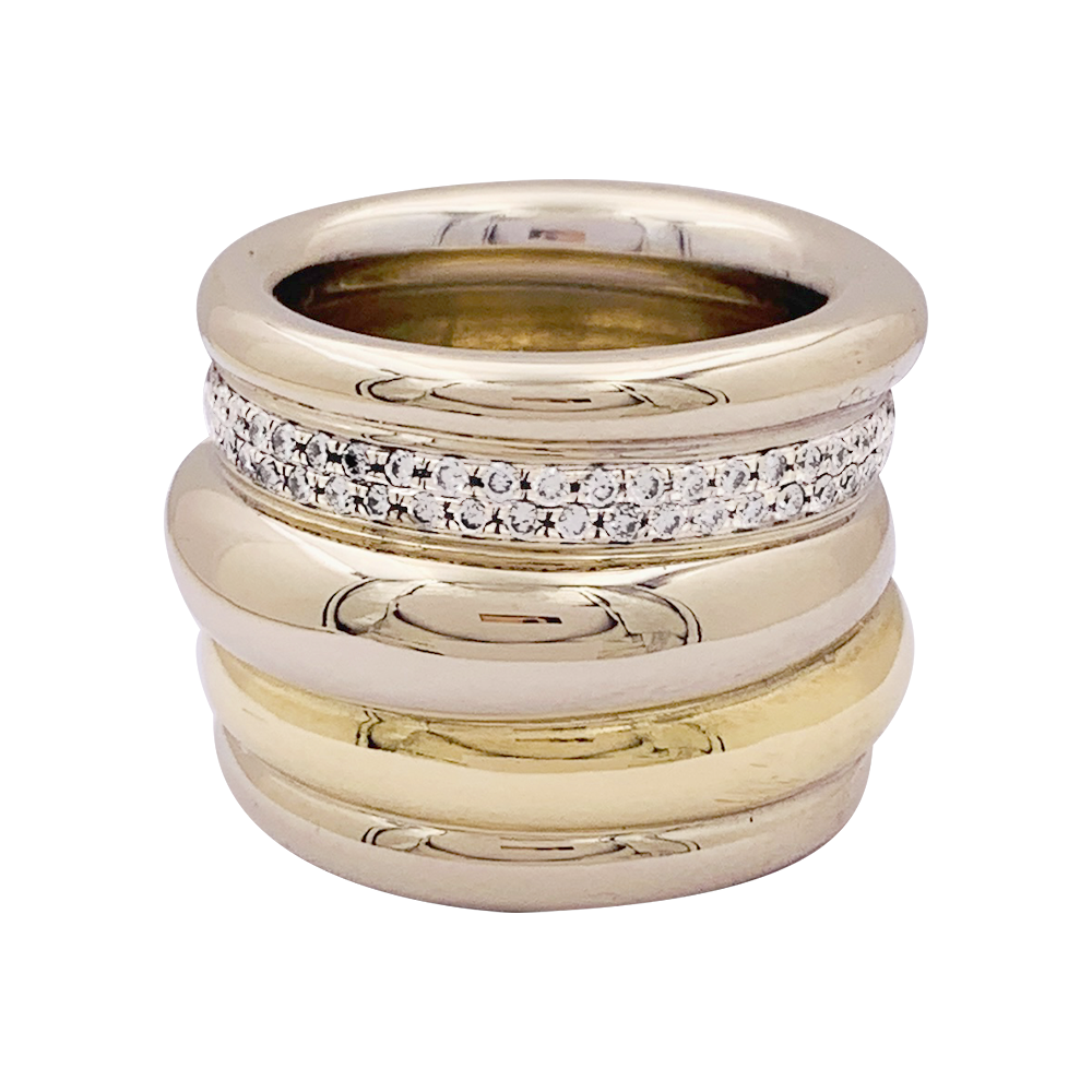 Bague Pomellato, "Tubolare", deux ors et diamants. 1