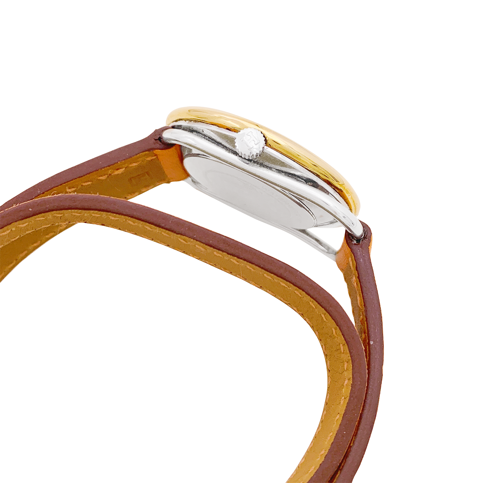 Montre Hermès, "Arceau", plaqué or, acier, cuir. 4