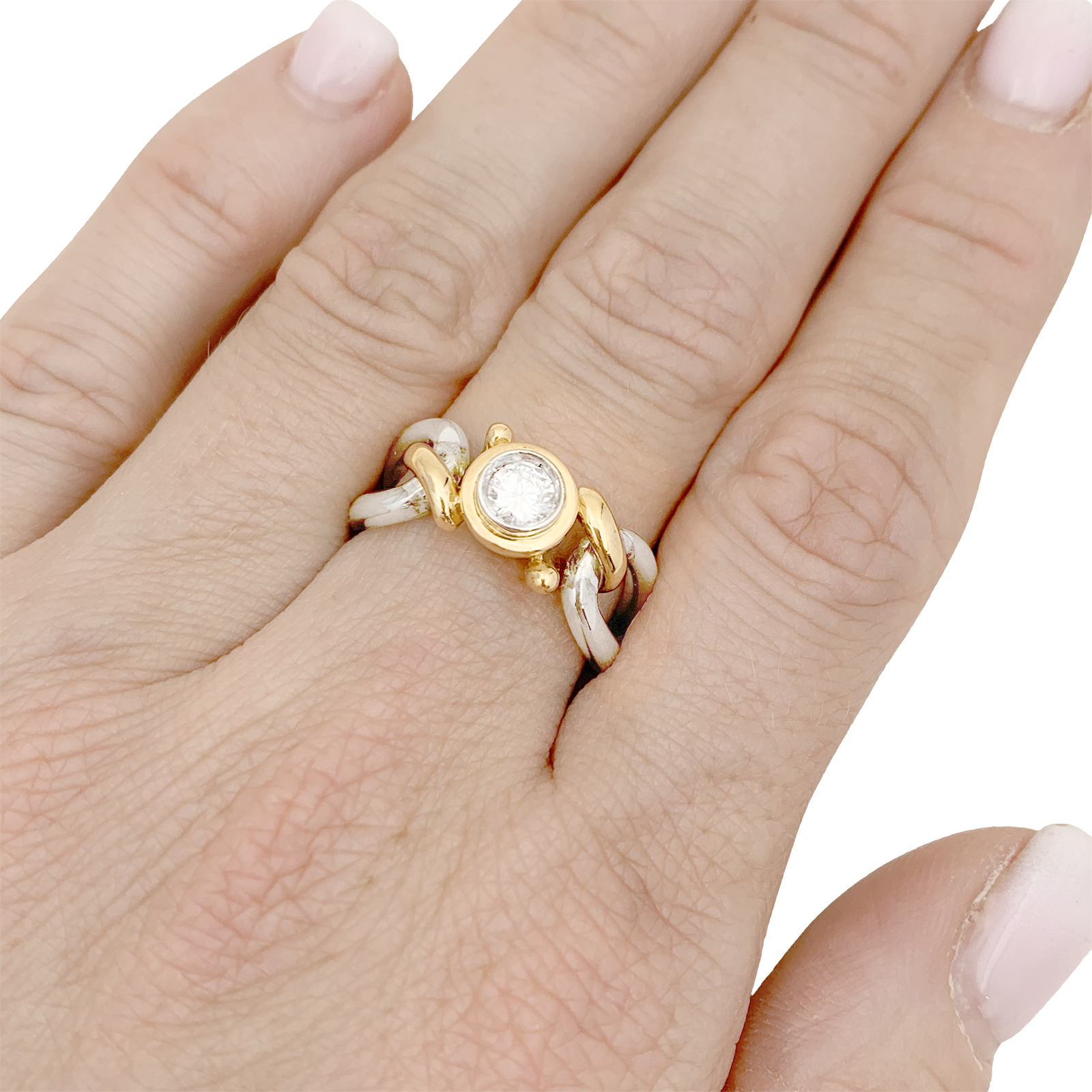 Bague FRED, deux tons d'or et diamant. 6