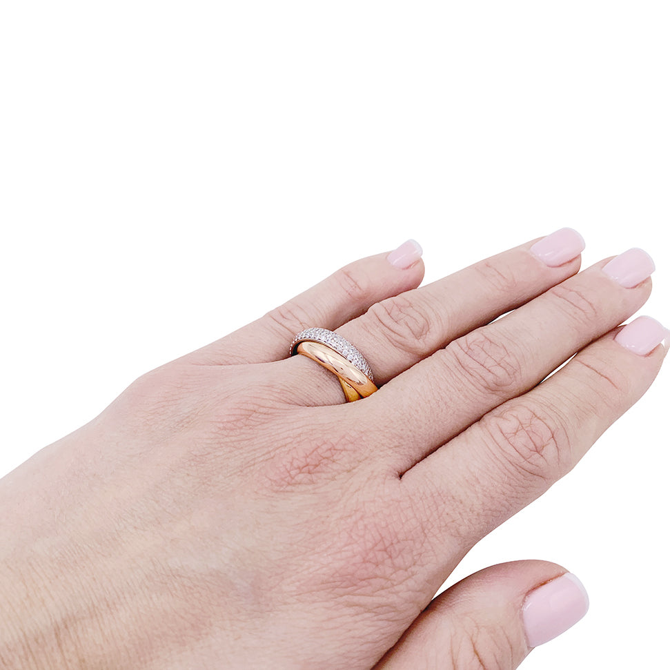Bague Cartier, "Trinity" classique, 3 ors, diamants. 6