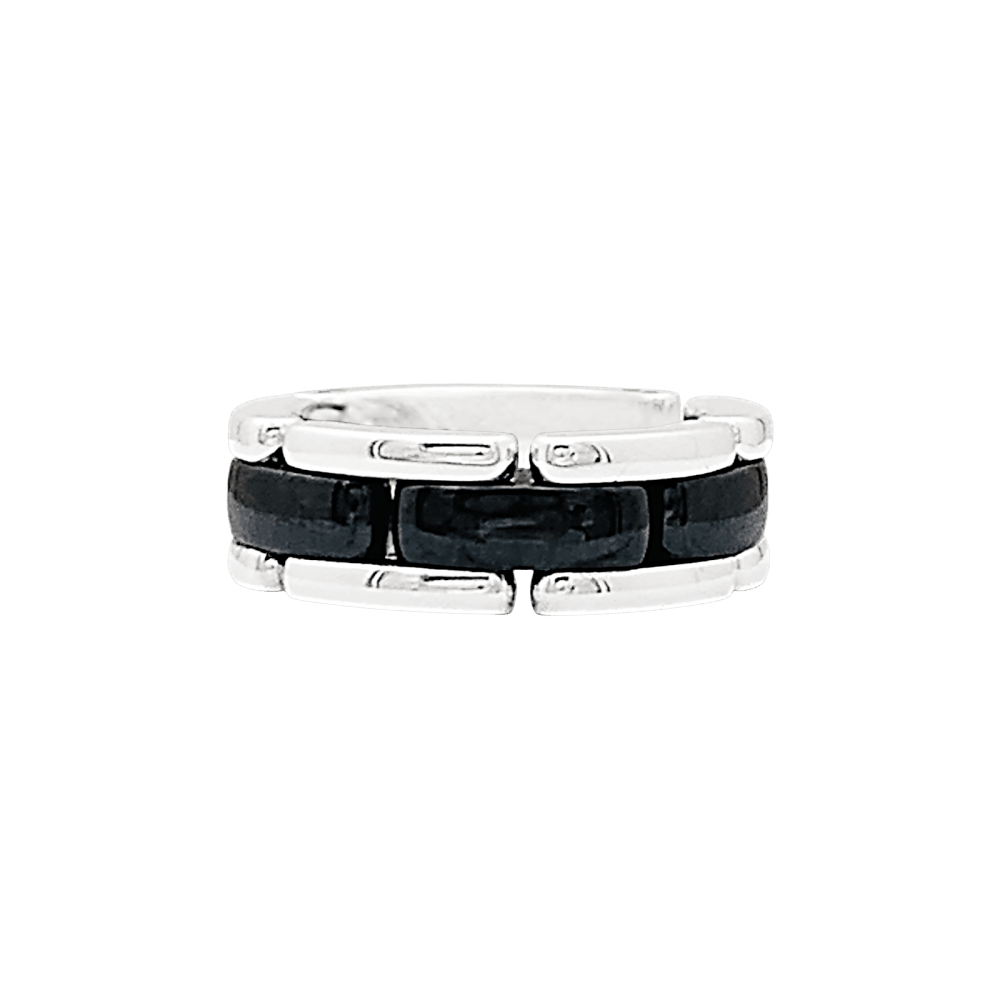 Bague Chanel, "Ultra", or blanc et céramique noire.  1