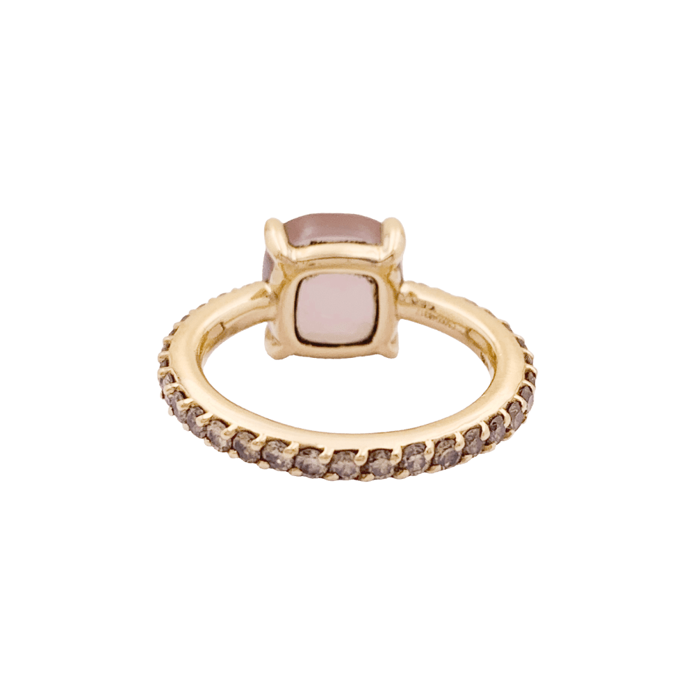 Bague Pomellato, "Baby" or rose, quartz rose et diamants bruns. 3