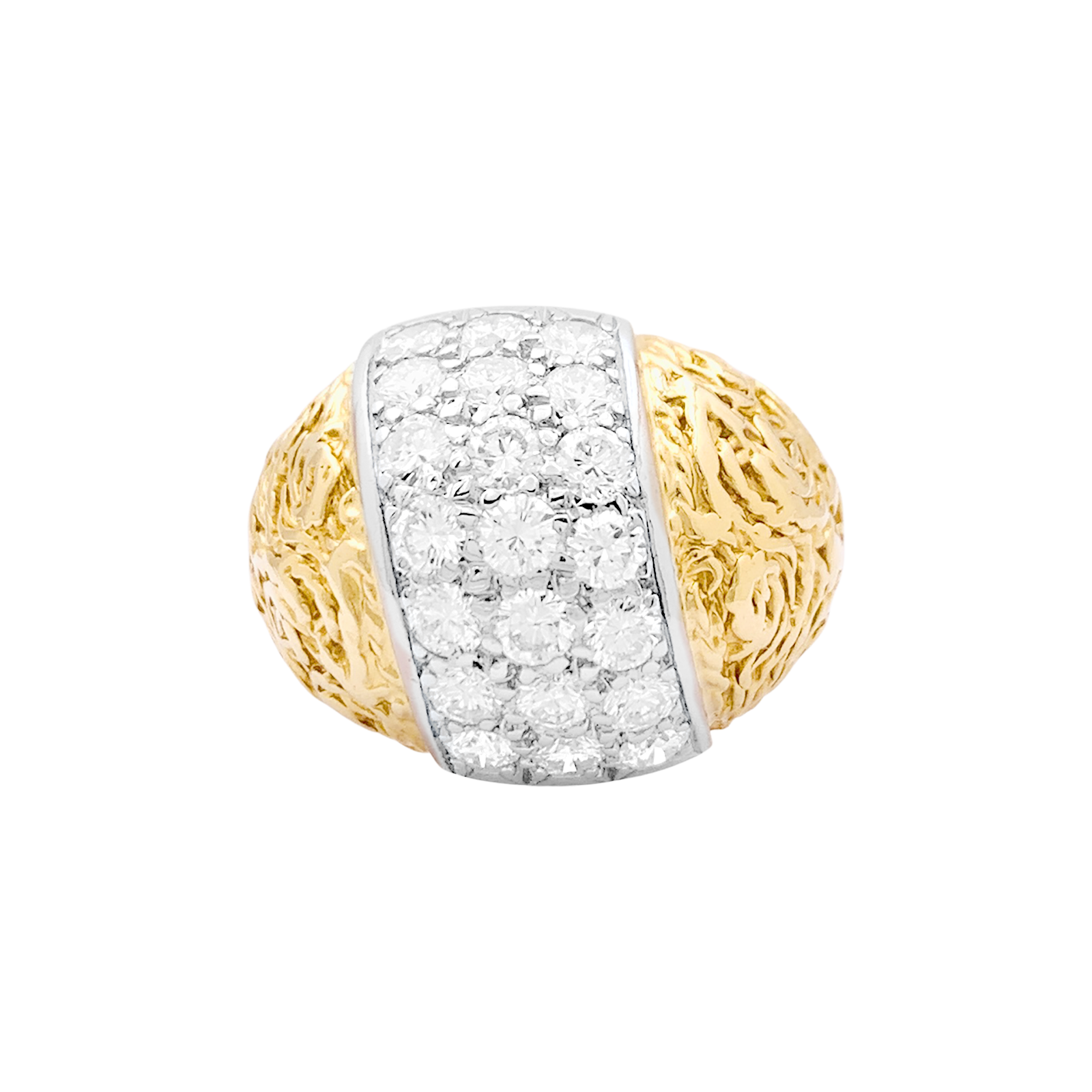 Bague deux tons d'or et diamants.  1