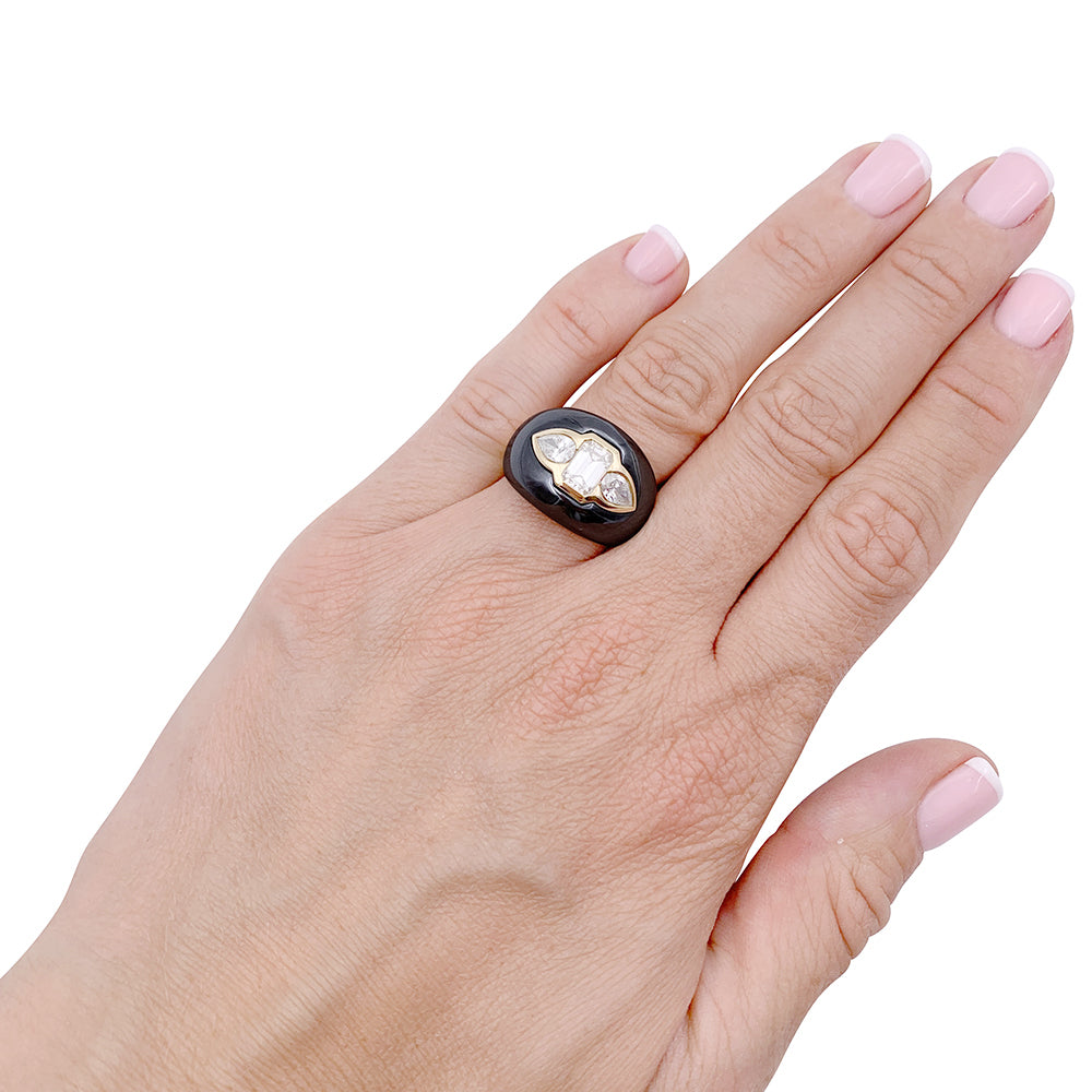 Bague Bulgari, or jaune, hématite, diamants. 5