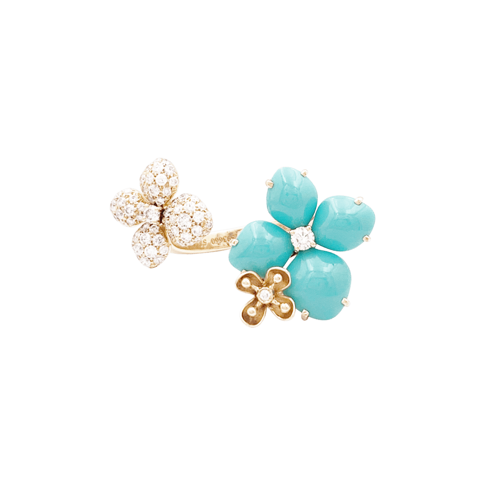 Bague Chaumet, « Hortensia Eden », or rose, diamants et turquoises. 1