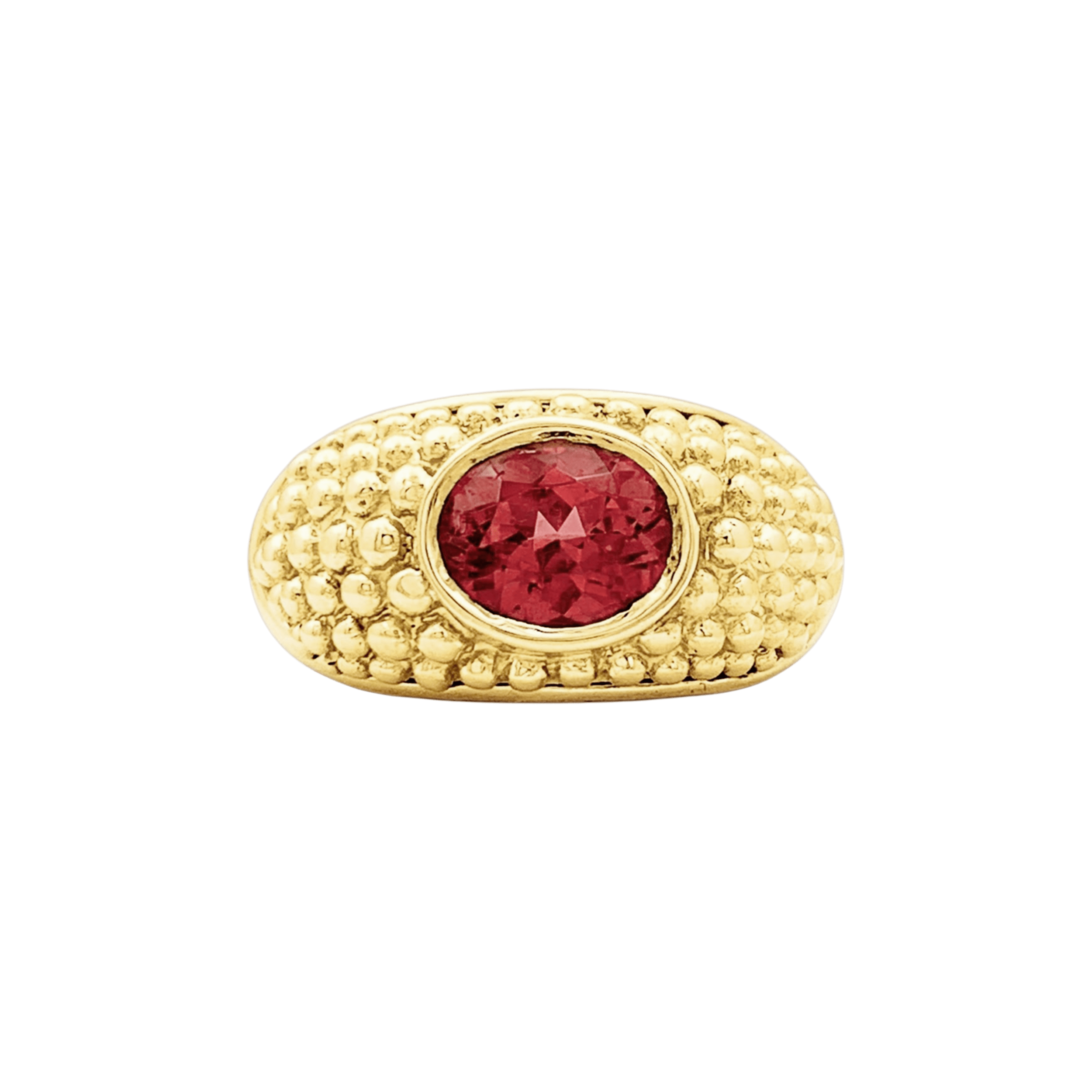 Bague Hérail, "Babul Work", or jaune, tourmaline rose.  1