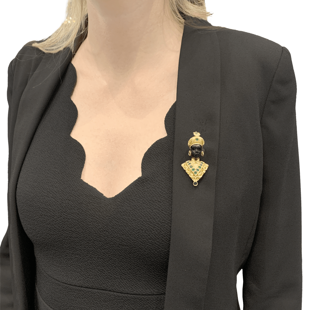Broche G.NARDI, "Moretto", or jaune, émeraudes, ébène. 8