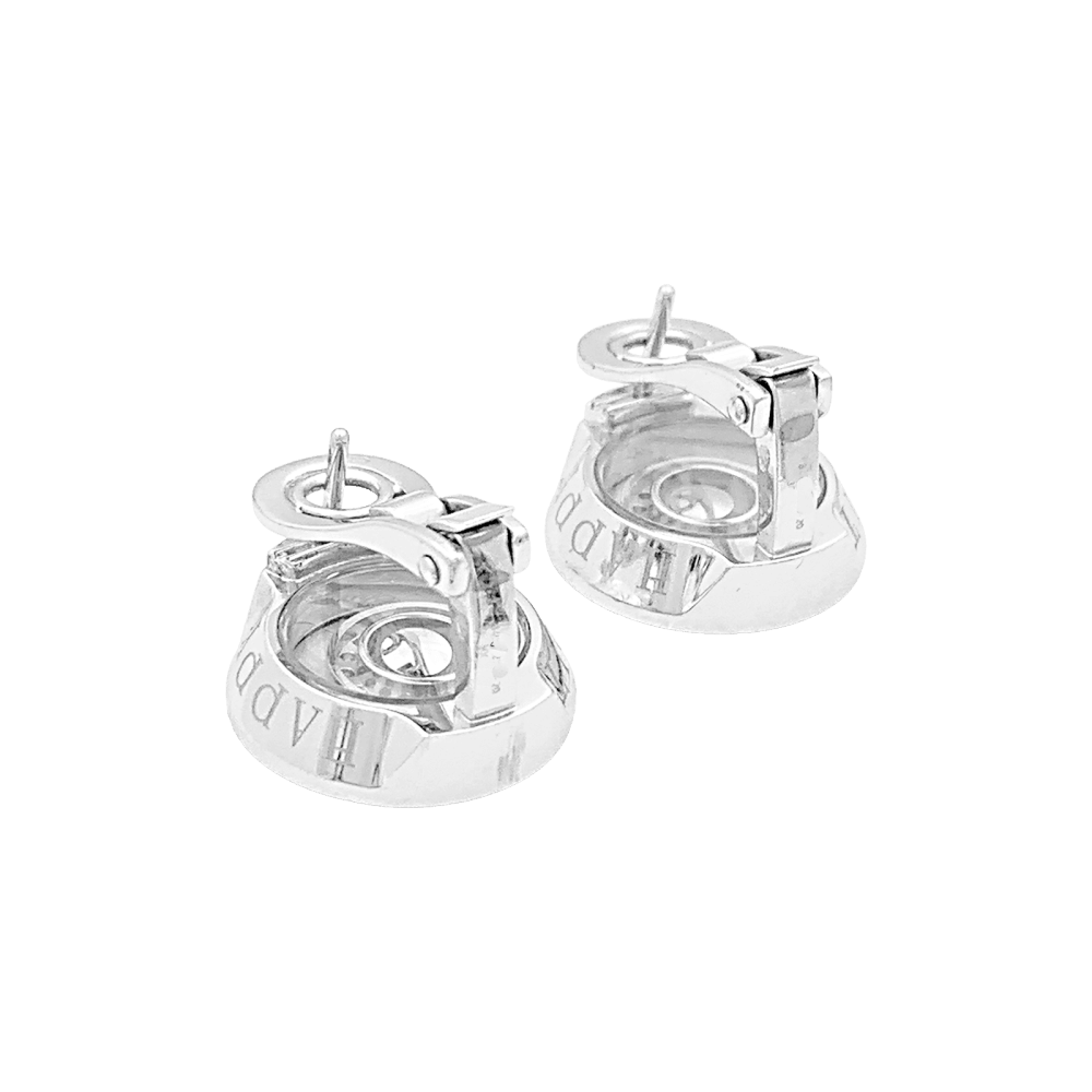 Boucles d'oreilles Chopard, "Happy Spirit" or blanc, diamants. 4