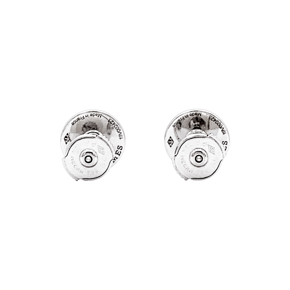 Puces d'oreilles Hermès, "Clou de Selle", or blanc et diamants.  4